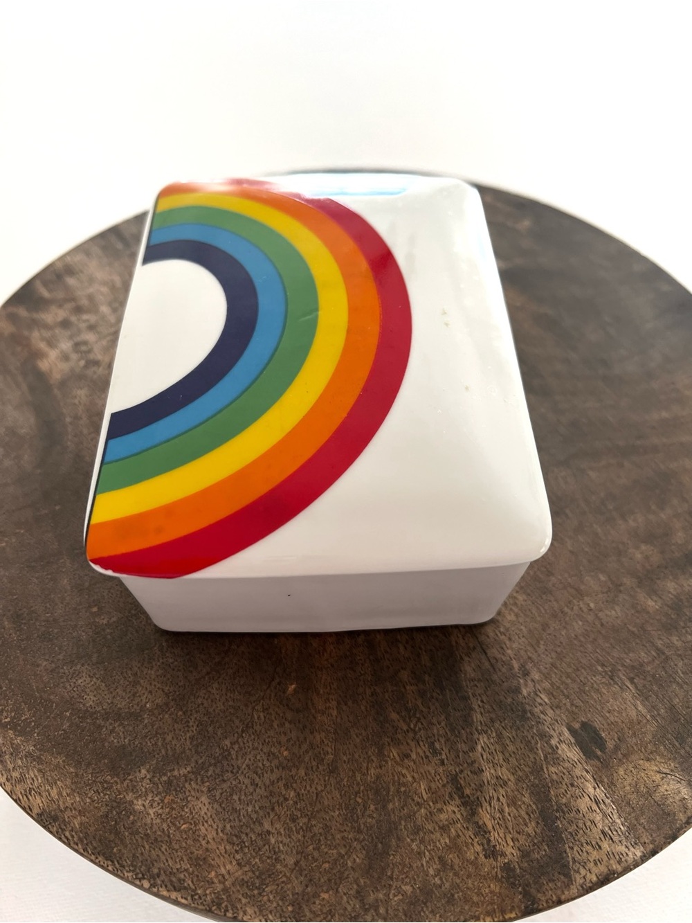 Vintage Rainbow Trinket Box Aldon Accessories N.Y.C. 1980 Made in Japan - Picture 6 of 11